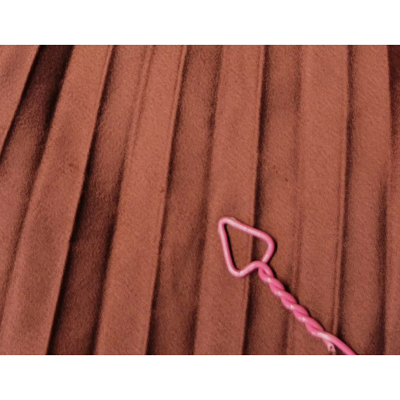 H&M Skirt Womens 12 Rust Brown Pleated Satin Midi Elastic Waist Accordion Flowy - Picture 9 of 10